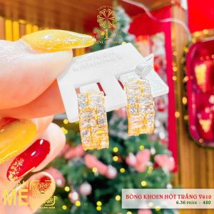 Bông Tai Khoen Hột Trắng