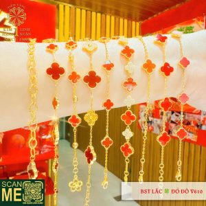 BST Lắc Tay Vàng Màu Đỏ Đô