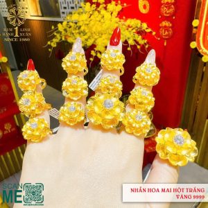 Nhẫn Hoa Mai Hột Trắng