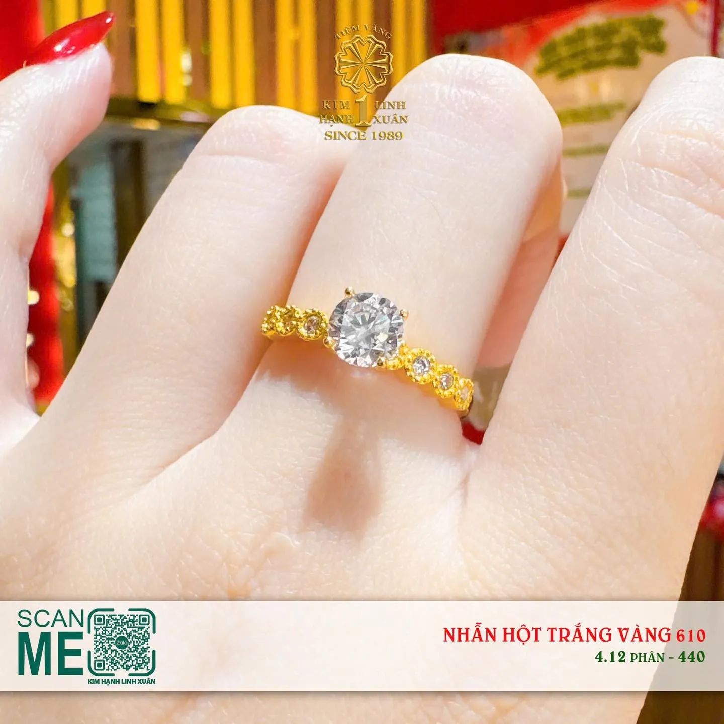 Nhẫn Vàng Hột Trắng