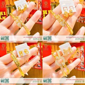 Set Vòng Và Bông rắn Vàng