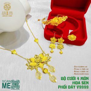 Bộ Cưới 4 Món Hoa Sen Phối Dây