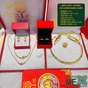 Bộ Vàng Cưới 6 Chỉ Kèm Nhẫn Cưới