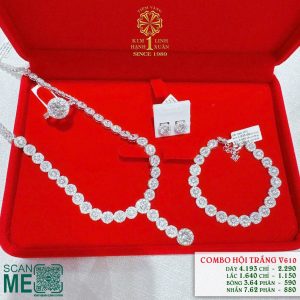 Combo Dây Và Lắc Hột Trắng