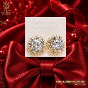 Bông Tai Hột Trắng Mẫu Mới