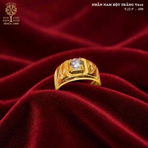Nhẫn Nam Hột Trắng 9 Phân