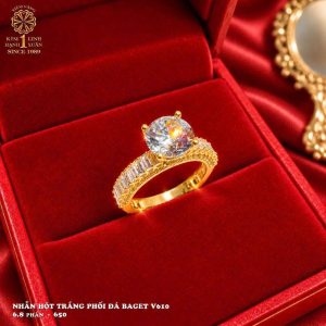 Nhẫn Hột Trắng Phối Đá Baget Mẫu Mới