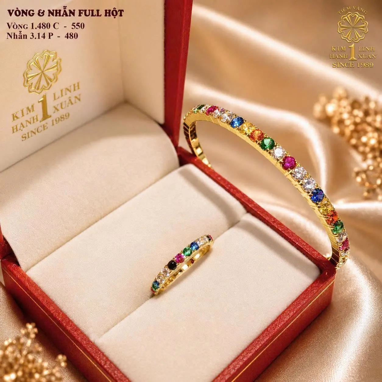 Vòng Và Nhẫn Full Hột Trắng